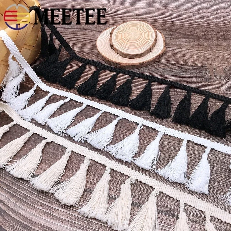 1/2Meter Meetee Pompom Trim Ball Tassel Lace Fabric Cotton Kintted Beaded Ribbon DIY Crafts Home Decoration Sewing Accessories