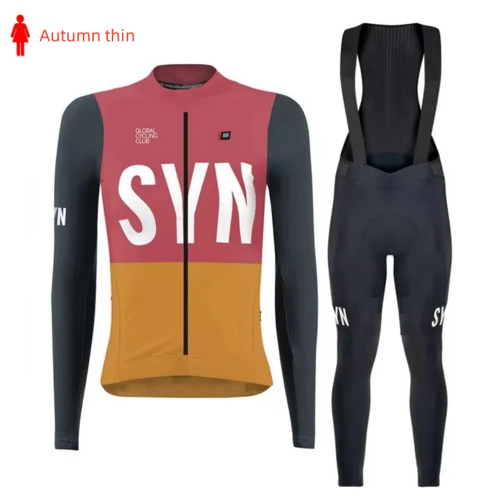 SYN Women Cycling Apparel Road Cycling Race Jersey set Anti-UV Set Bike Tops MTB Biking Colthing Bicycle Long Sleeve Riding Wear