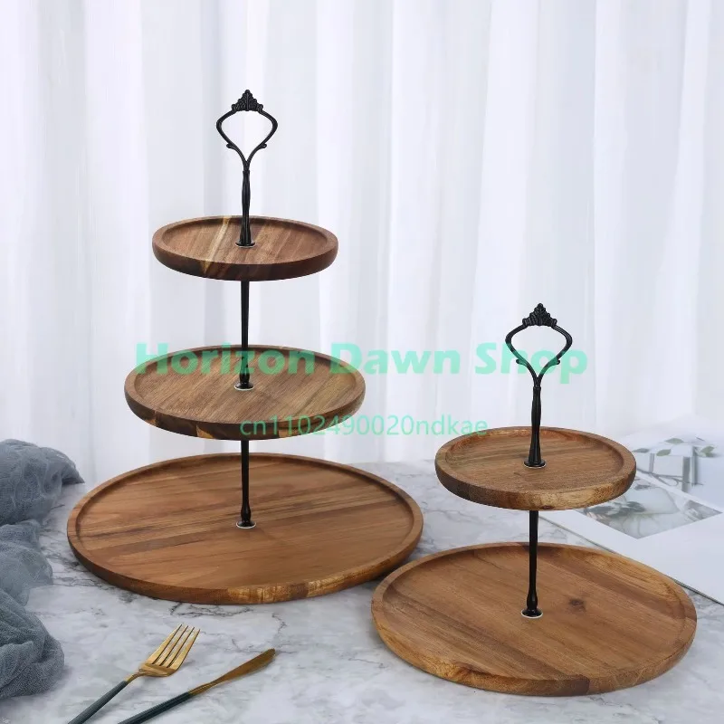 Multilayer Wooden Cake Stand Wedding Birthday Party Triple Layer Display Plate Pastry Cake Spoon Friendly Kitchen Accessories