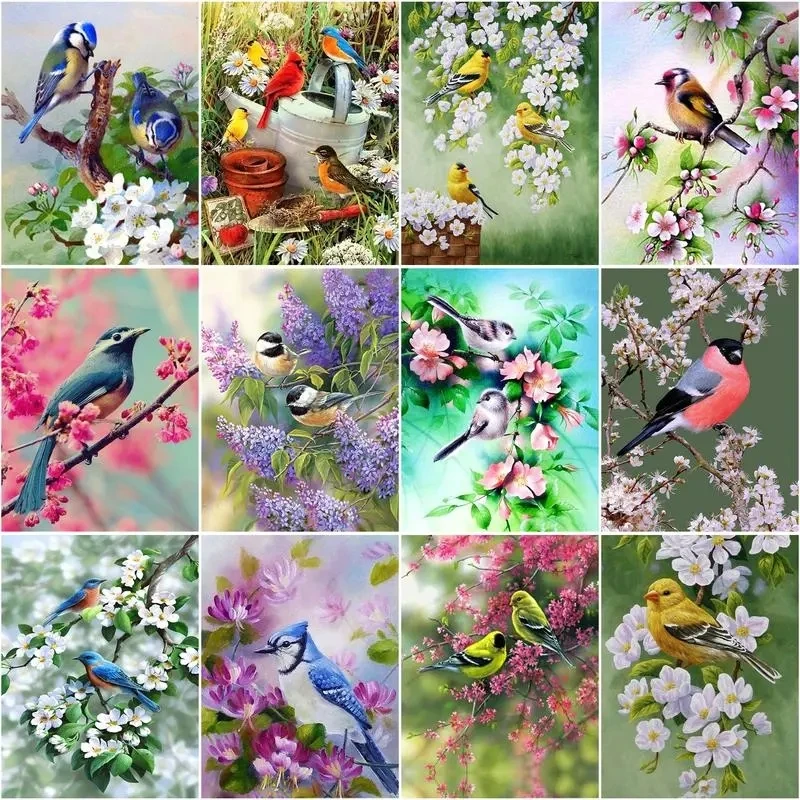 

CHENISTORY 40x50cm 5D Diamond Painting DIY Rhinestone Embroidery Birds And Flower Mosaic Diamond Art Handicraft Home Decor Gift