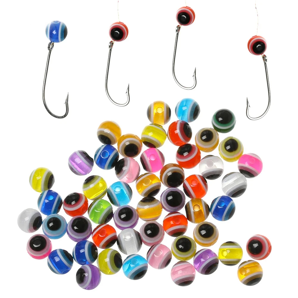100pcs Fish Eye Fishing Beads Mixed Color Luminous Carolina Rigs Taxes Rigs Fishing Beads DIY Kit Bass Fishing Tackle