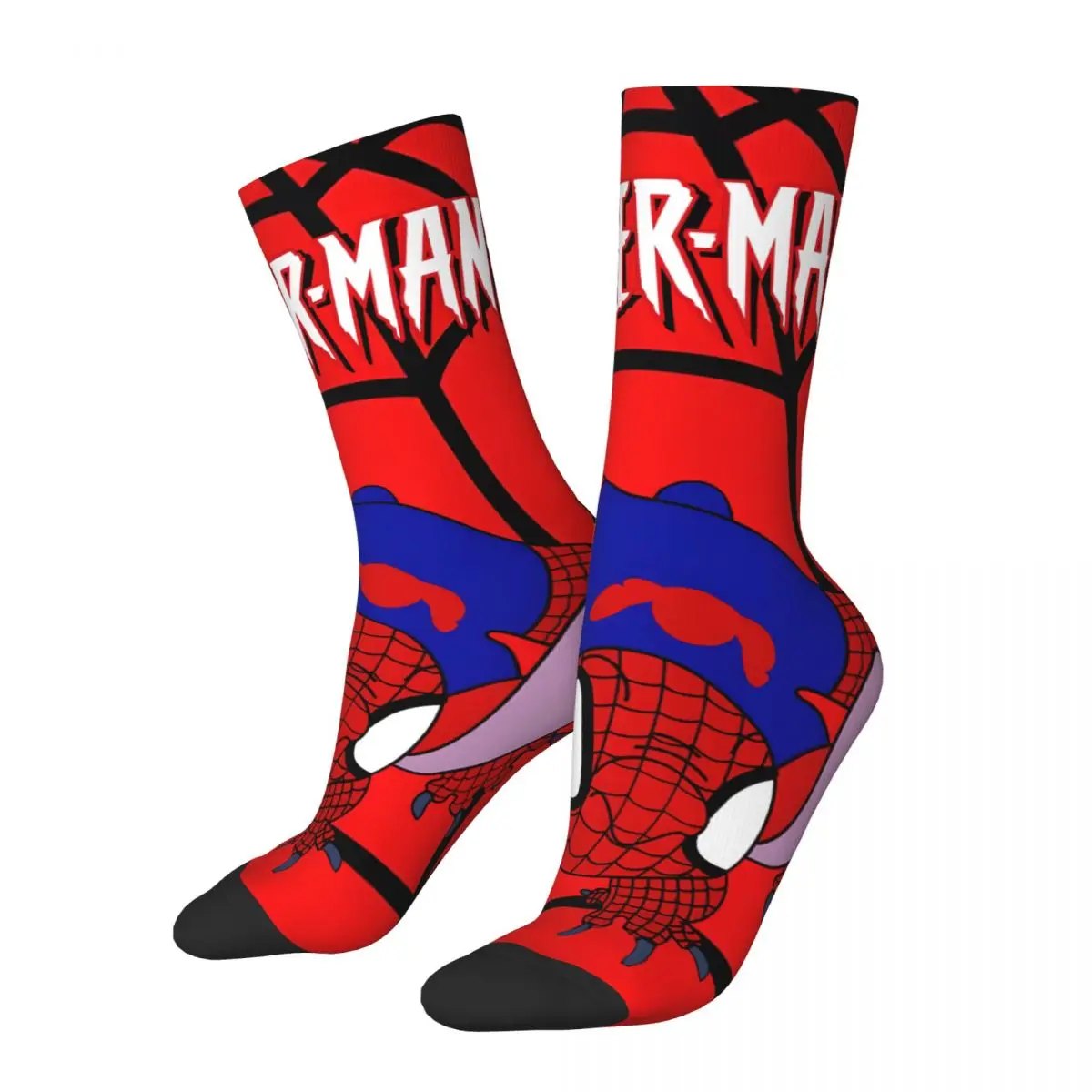 Happy Funny Signs Men's Socks Retro Harajuku Marvel Spider Man Hip Hop Novelty Seamless Crew Crazy Sock Gift Printed