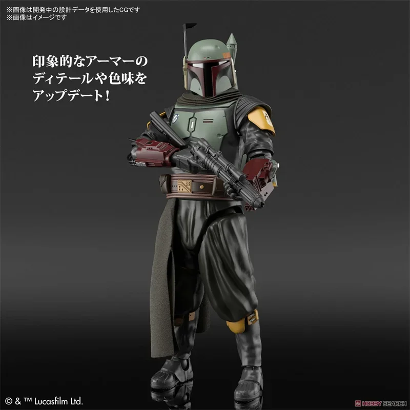 Original Bandai 1/12 Star Wars Boba Fett Yoda Baby Anime Figur Action Figures Collection Assemble Model Toys