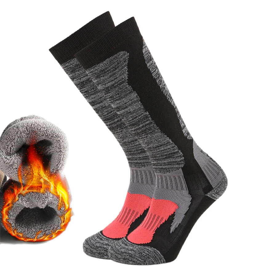 جوارب تزلج مضغوطة للجنسين، قبضة غير قابلة للانزلاق، معزولة حراريًا ومسامية ومضادة للصدمات مع قاعدة منشفة للرياضات الشتوية