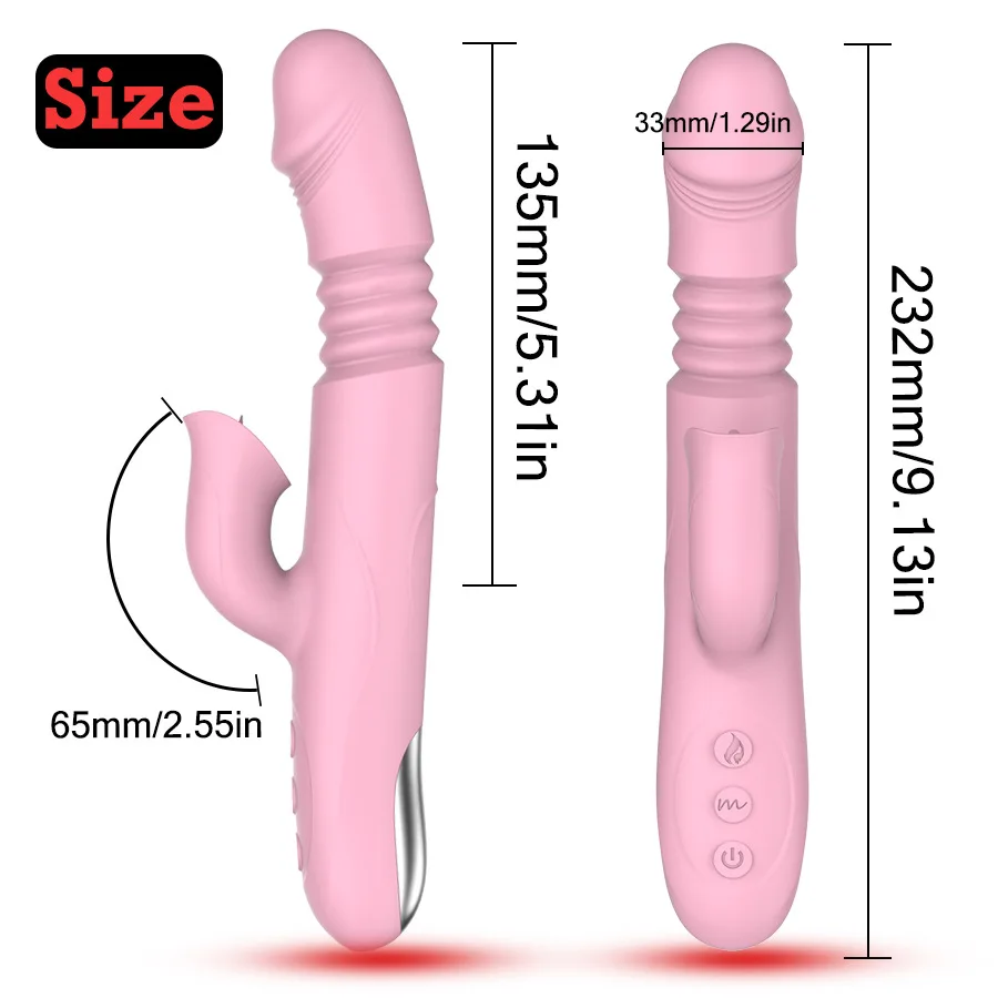 2 In 1 Heating Vibration Dildo Wand Licking Vibrators Clitoris Stimulator G-Spot Powerful Female Nipple Clit Adult Sex Toys