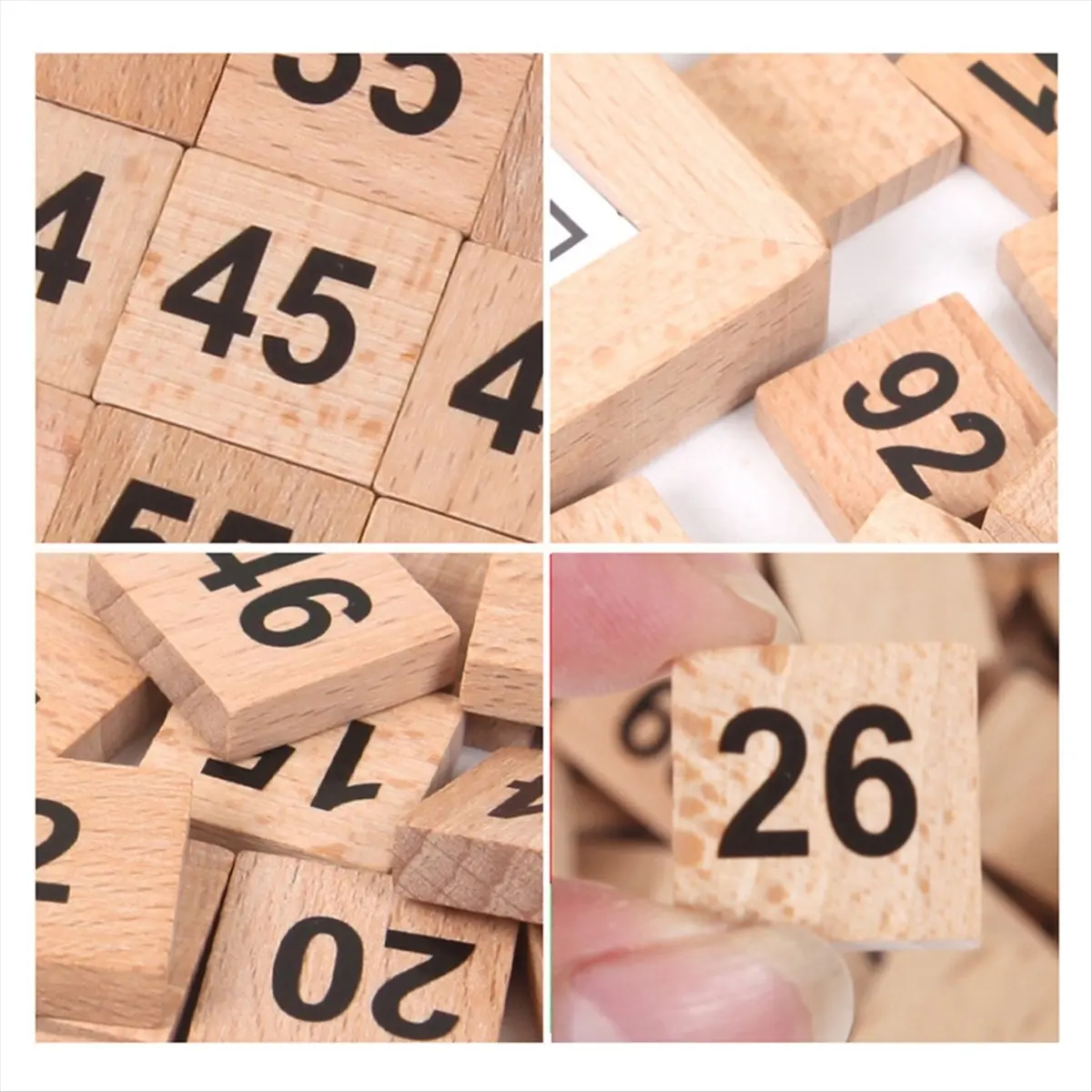plplp Mathematics Teaching Aids 1-100 Digital Continuous Board Wooden Hundred Grid Board Children'S Early Education Puzzle,C