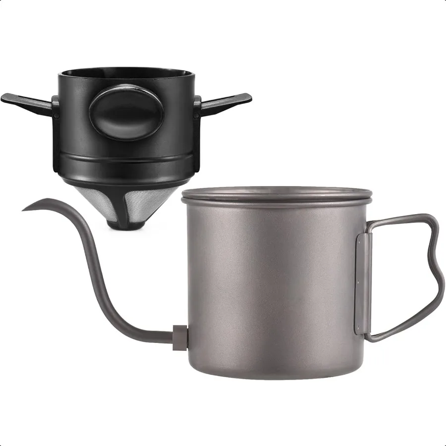 

400ml Camping Kettles for Boiling Water Coffee Kettle with Folding Handle+Removable Coffee Spout Coffee Pot with Coffee Filter