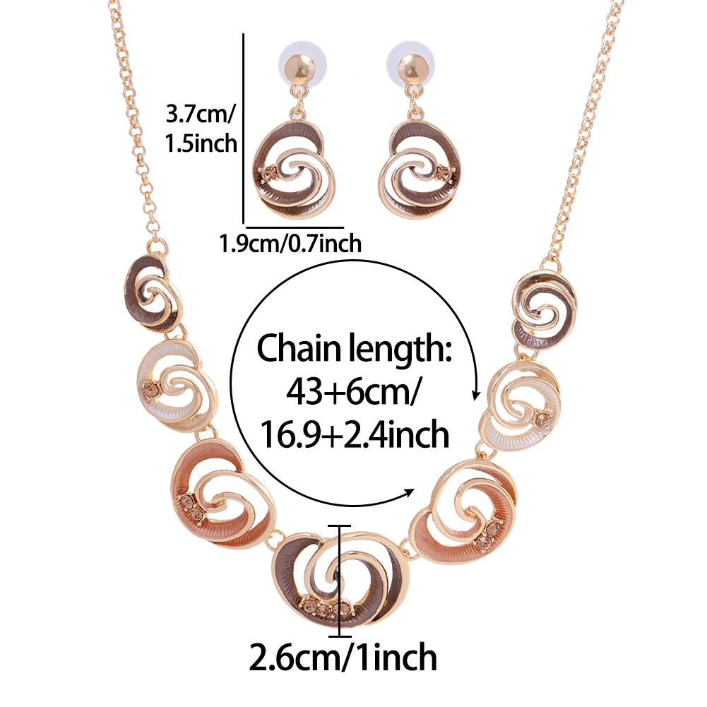 Fashion Drip Oil Geometric Necklace and Earrings Set for Women Accessories New Trendy Gold Color Jewelry Sets Party Gift