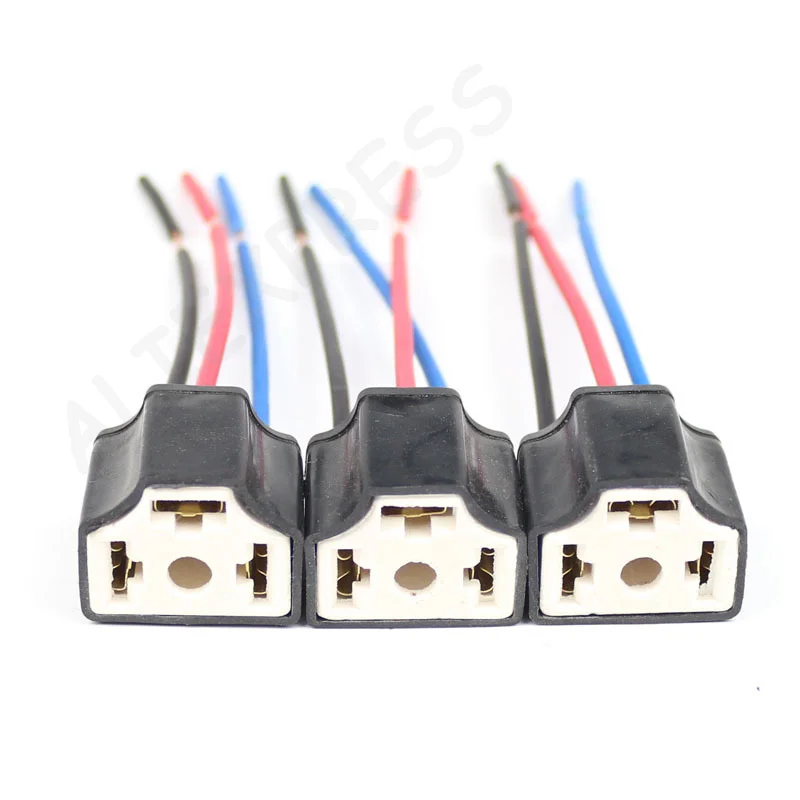 [G]H4 Three Holes Ceramic Wire Wiring Car Head Light Bulb Lamp Harness Socket Plug