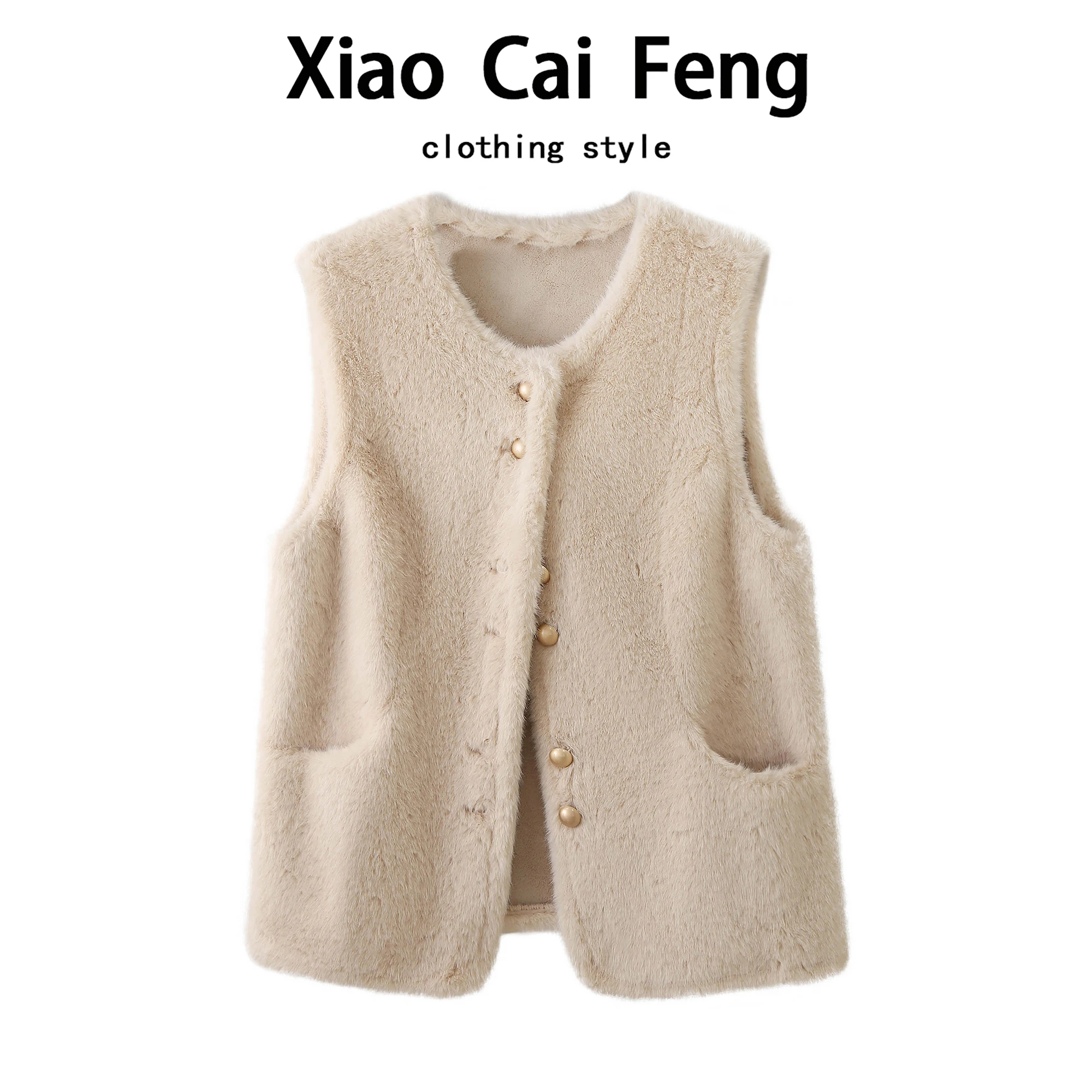   Chaleco de visón sintético para mujer, abrigo cálido con forro de piel y cuero, Dreng Poem Faion, otoño e invierno