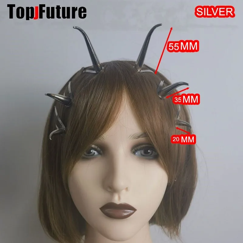 Women Men Harajuku Gothic Punk Y2K Lolita Spikes rivet hairpin Demon Horn hairclip Batterttes Girl spike steampunk Hairpins Gift