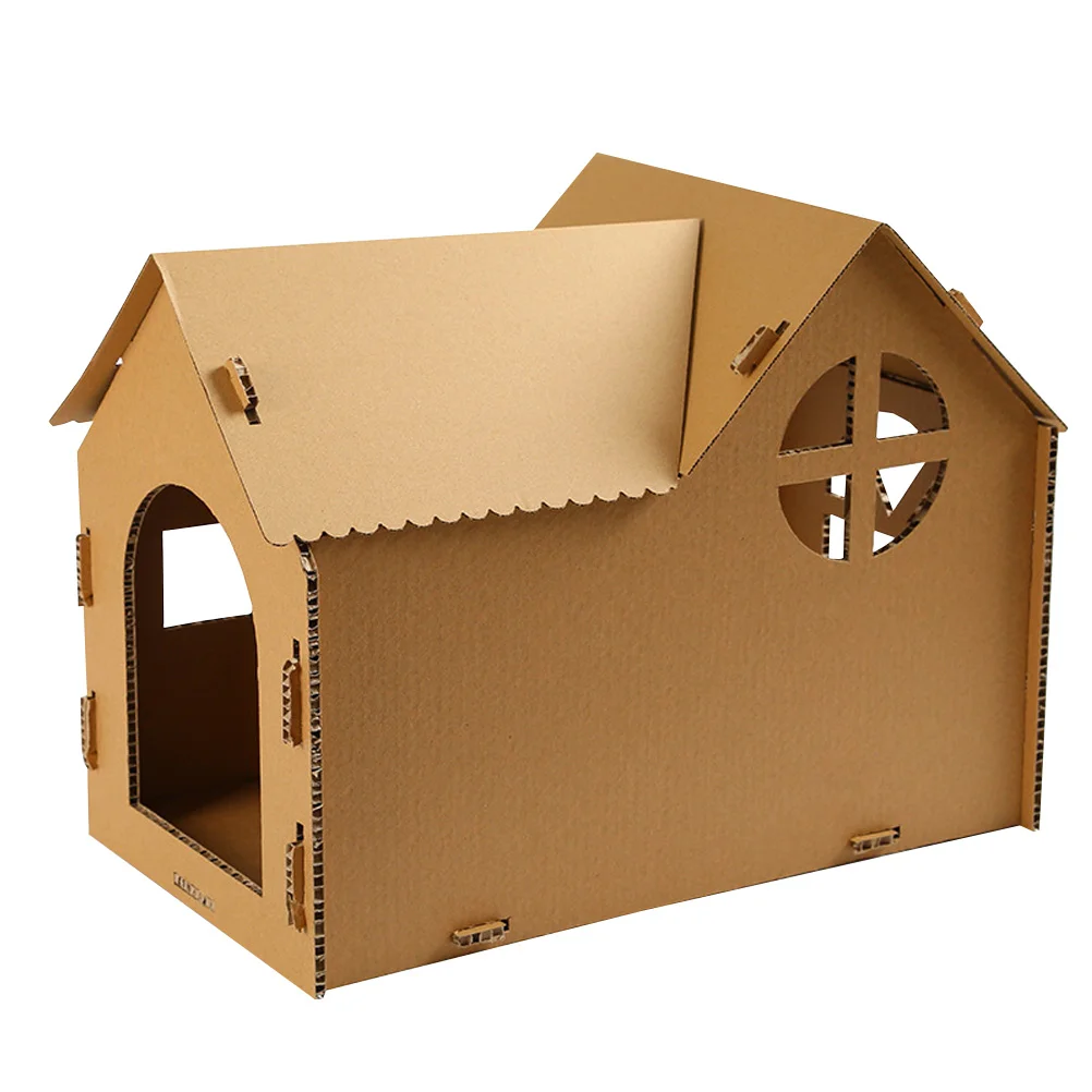 

Cat House Toy Scratch Cardboard Semi-enclosed Scratching Corrugated Paper Pet Accessory Kitten Scratcher