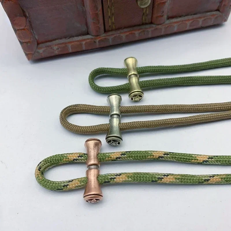 Brass 4mm Double Hole Paracord Bead DIY Bracelet Keychain Lanyard Accessories Metal Spacer Bead EDC Outdoor Tool Pendant