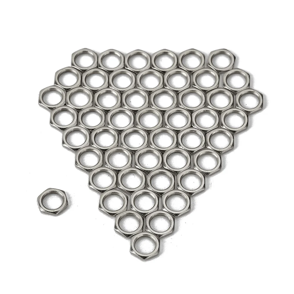 

50 Pcs Zinc Alloy Fine Tooth Nut Light Nut Thin Nut 8mm for Instrument Guitar Bass Socket Jack (Silver)