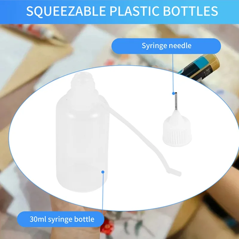 

10 шт. пластиковых бутылочек-аппликаторов объемом 30 мл с нажимным носиком, многоразовые флаконы-капельницы с игольчатыми колпачками для клея и поделок своими руками