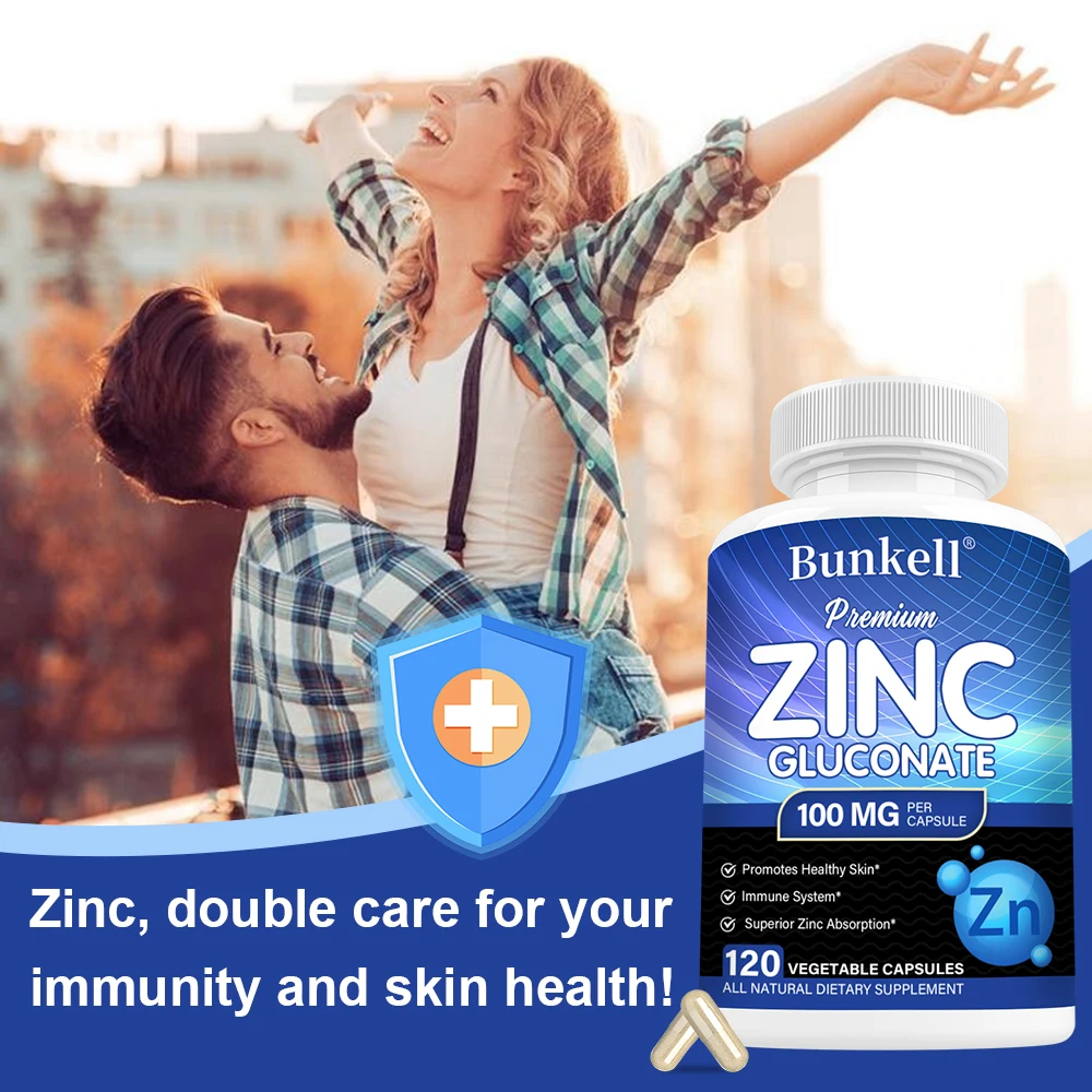 100 ملغ من الجلوكونات الزنك، مكمل دعم المناعة، يحسن صحة الهضم وصحة البشرة، ويعزز امتصاص المغذيات