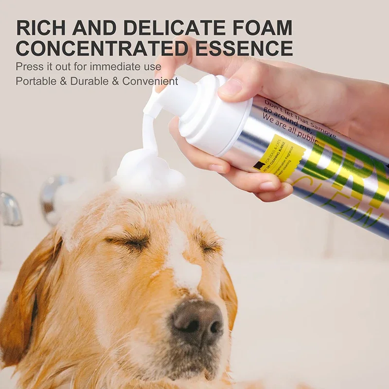 200ML Pet Dry Cleaning Foam Without Rins Dog Cat Puppy Shower Gel Supp Shampoo Deodorant Sterilization Leave Scent Pet Supplie