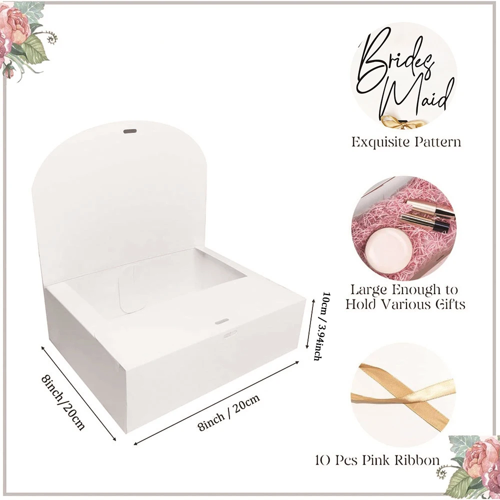 10Pcs Bridesmaid Proposal Box Set with Ribbon,Maid of Honor Proposal Box Matron of Honor Bridesmaid Gift Boxes