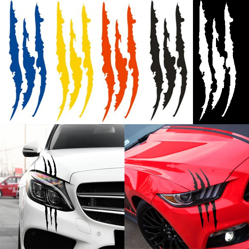 

Car Sticker Monster Claw Scratch Stripe Mark Removable Waterproof Reflective Headlight Decal Auto Styling Decoration Accessories