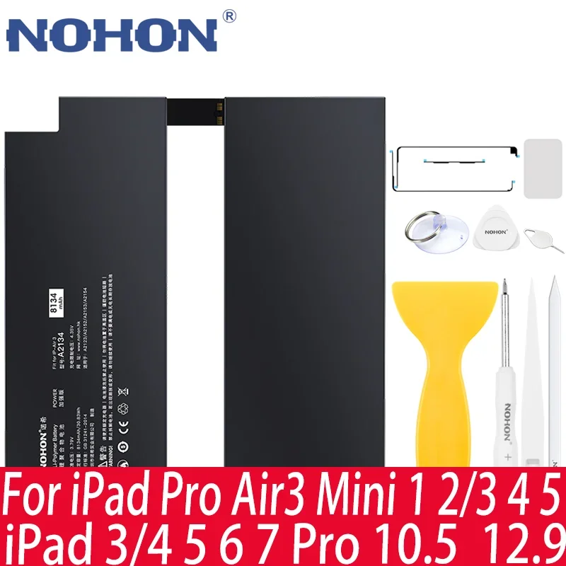 

Аккумулятор NOHON для iPad Air Mini 3 2 4 5 6 Pro A1432 A1445 Mini1 Mini5 A2133 A2124 A1389 A1416 A1474 1484 Bateria Бесплатные инструменты