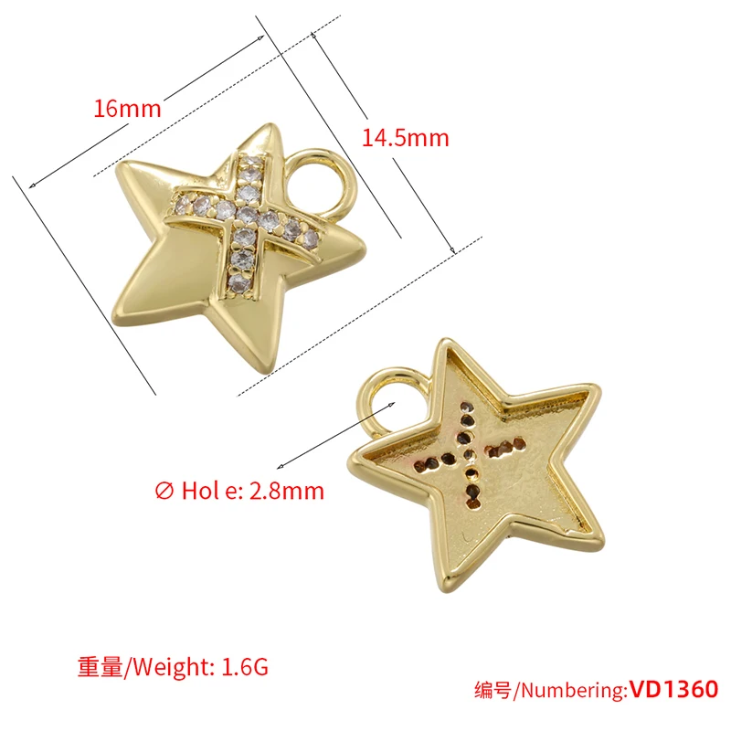 ZHUKOU Heart charms for jewelry making Band-Aid Star charms for jewelry double butterflies jewelry pendant wholesale VD1358