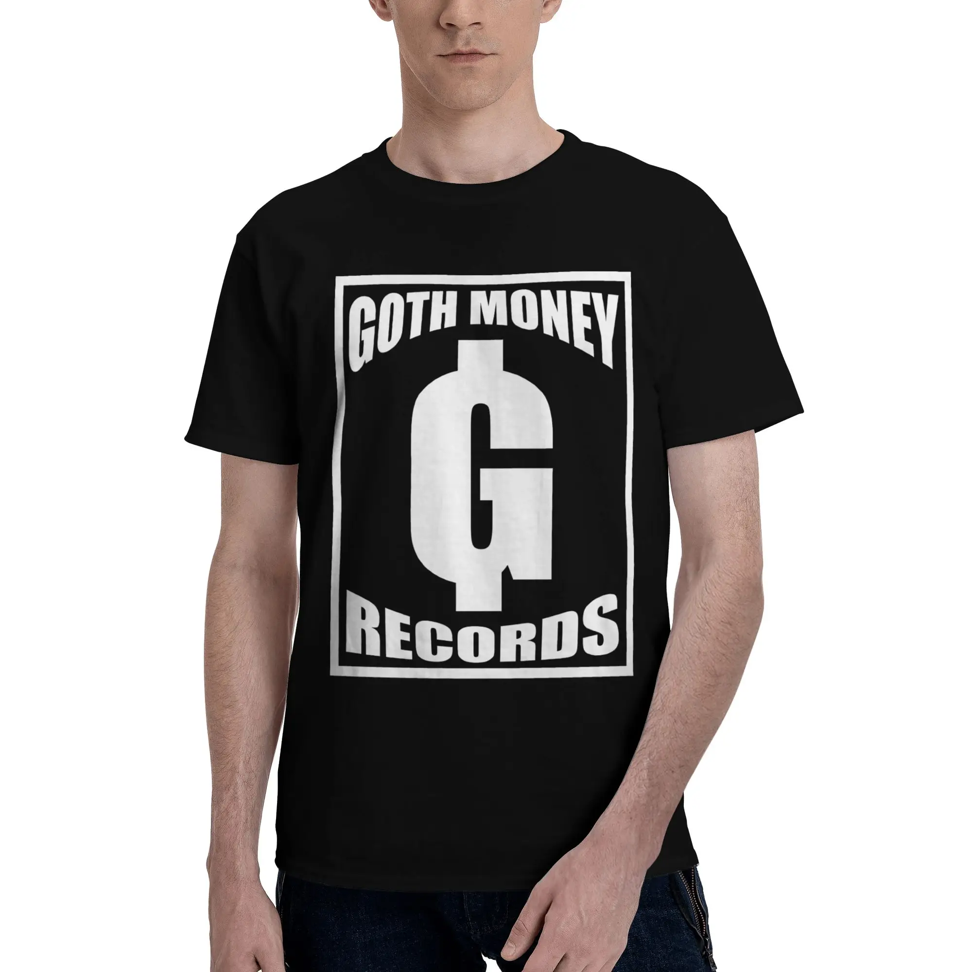 GOTH MONEY RECORDS OG ON BLACK Retro Hong Kong Style Reversible T-shirt Youthful Feeling Tee
