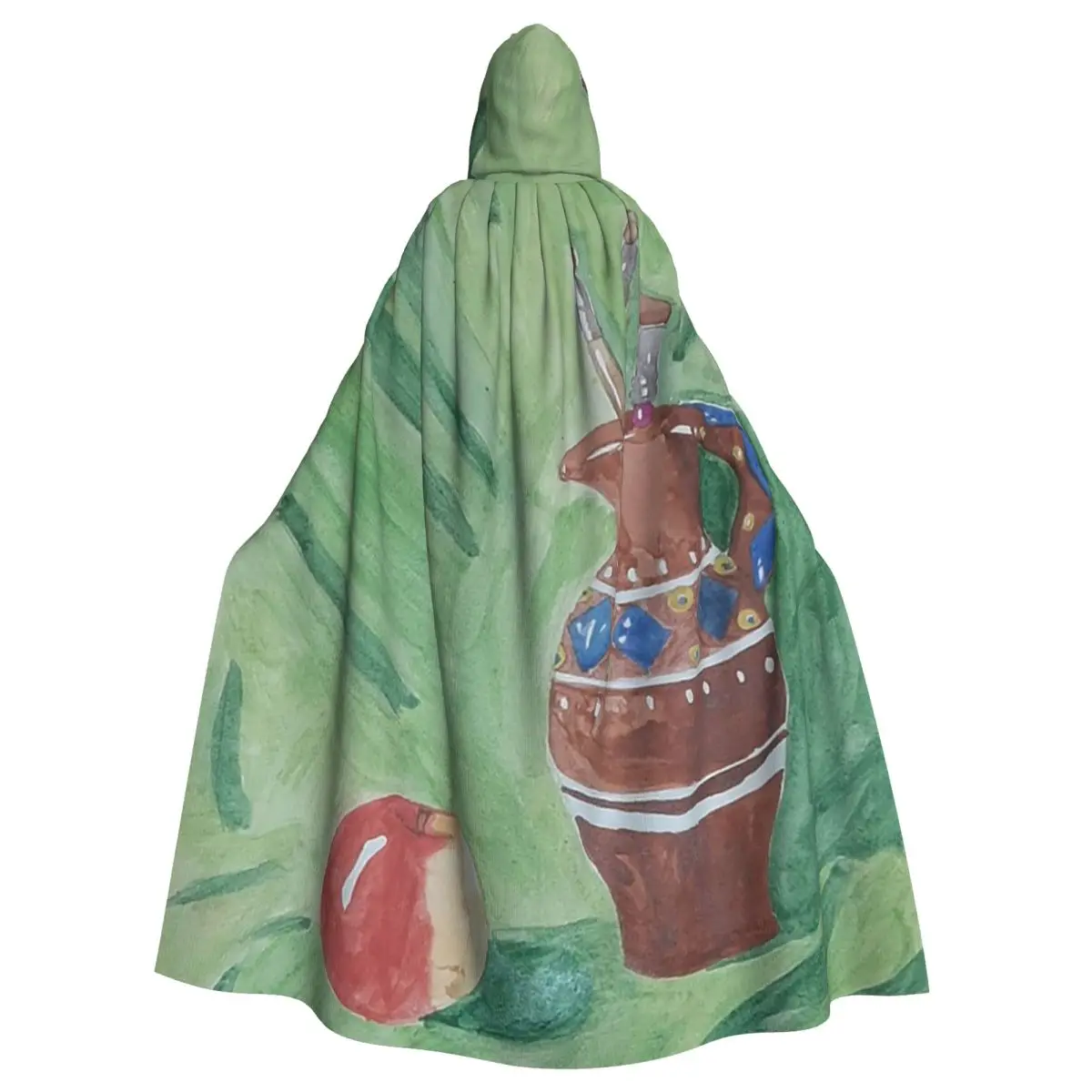 

Jug With Tassels Long Hooded Cloak Witch Medieval Costume Cosplay Cape HalloweenParty Adult Unisex