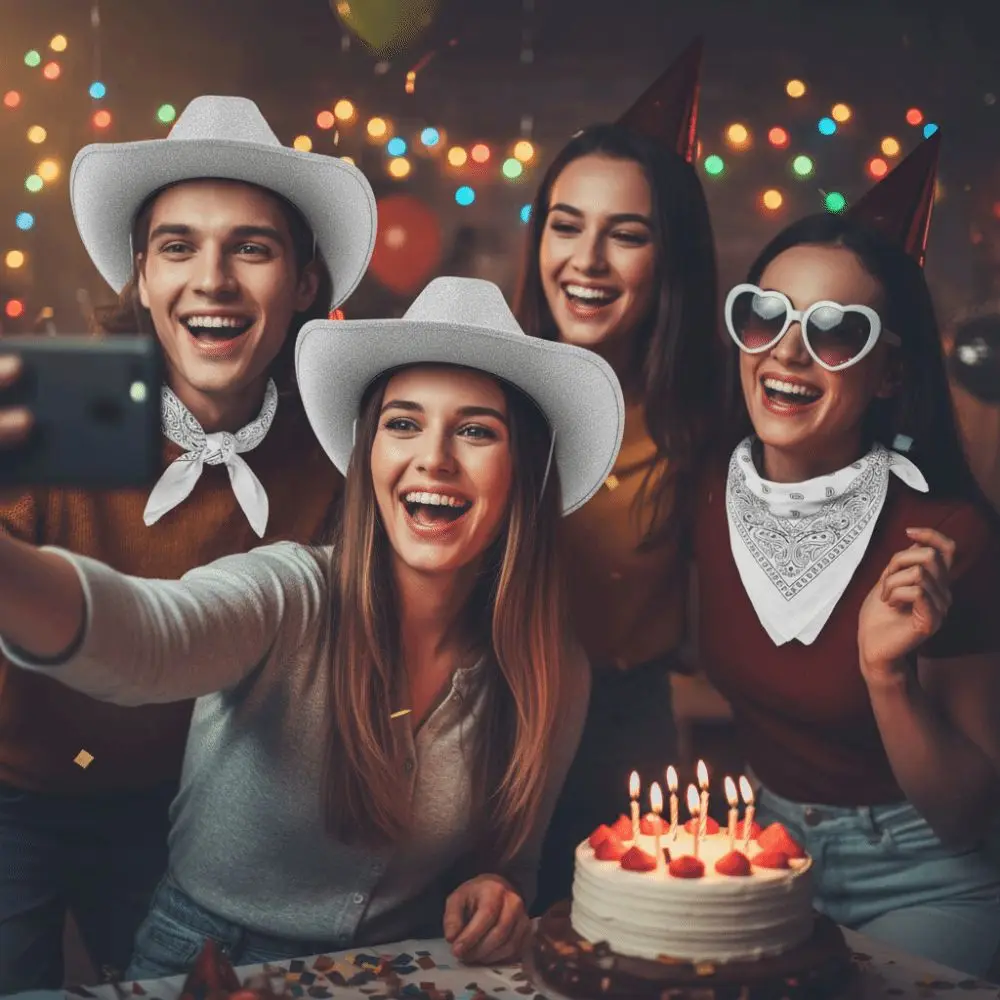 

3pcs/Set Bandana Sparkling Powder Denim Hat Heart Sunglasses Wide Brim Western Cowboy Hat Solid Color 3pcs/Set Pink Cowboy Hat