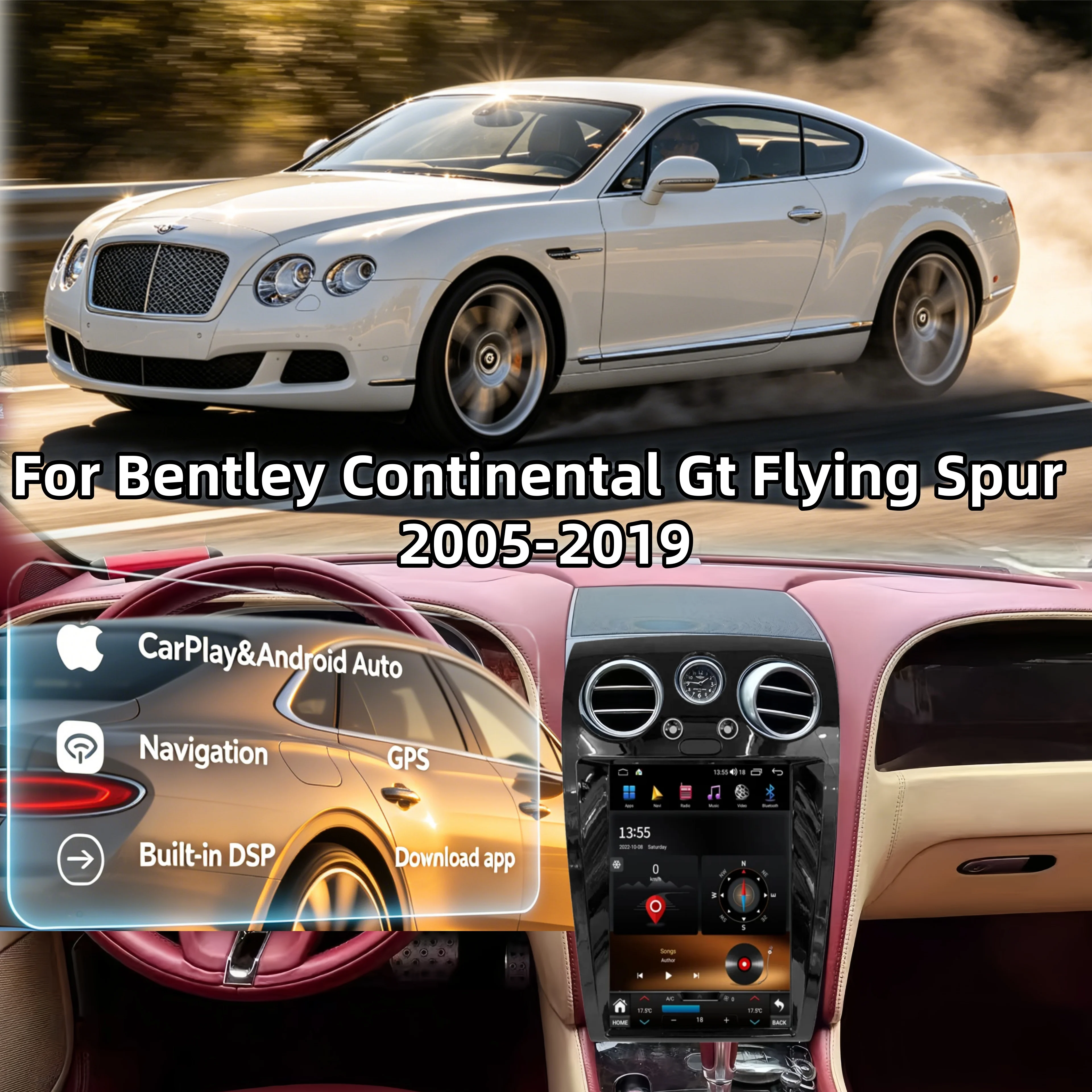 Car Android Radio For Bentley Continental Gt Flying Spur 2003-2020 Carplay Auto Navi Stereo Multimedia Intelligent Systems DSP