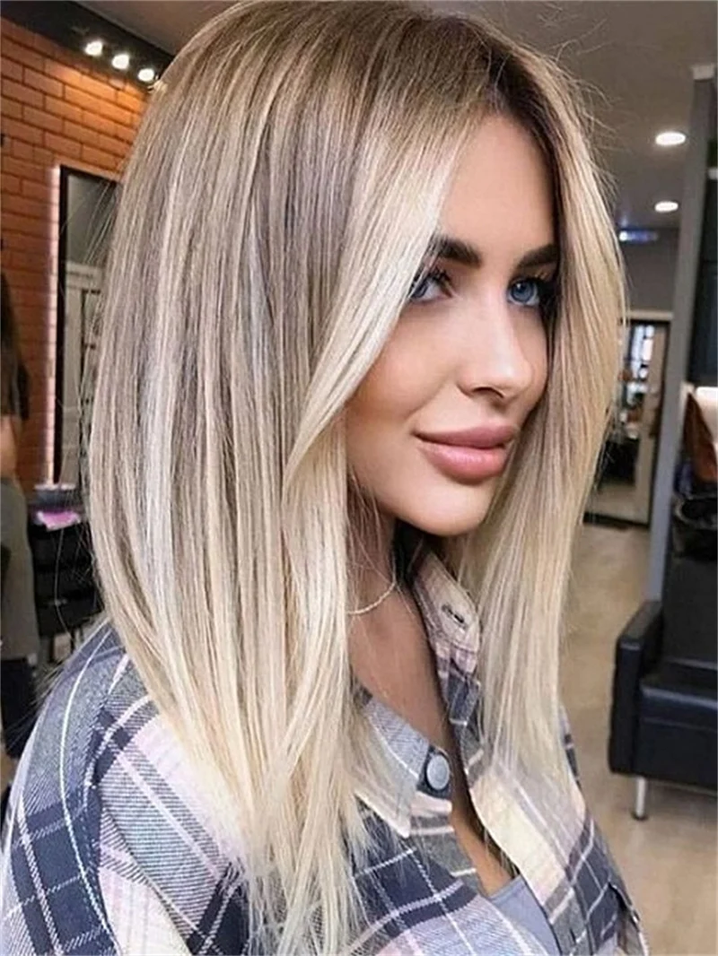 Factory Women Wig Honey Platinum Blonde Highlights Lace Front Wigs Synthetic Futura High Quality 13x4 HD Straight Short Bob Wig