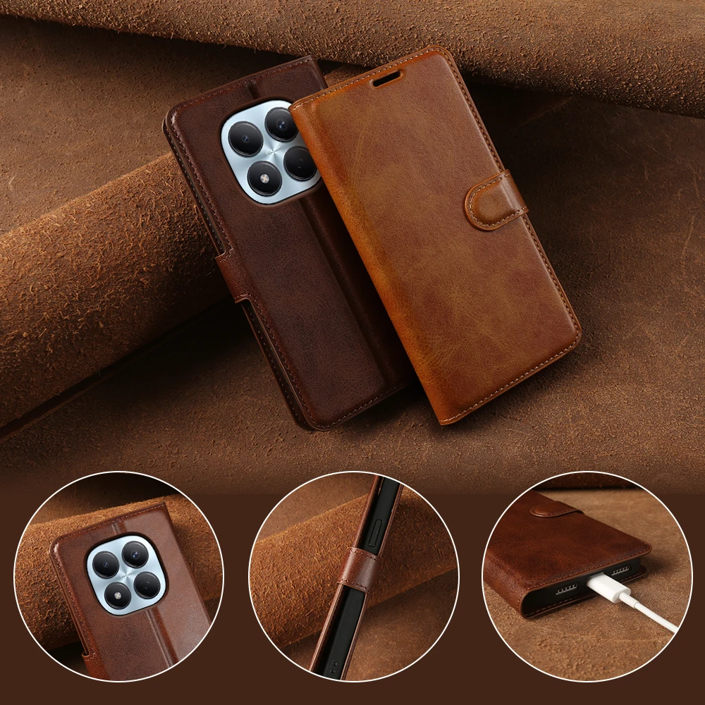 

Calf Leather Flip Case For Xiaomi Redmi 15A A7 Pro 4G Note 13 14 15 Pro 5G 14S 15C A5 14C 13C 13R Turbo 5 Max Phone Case Cover