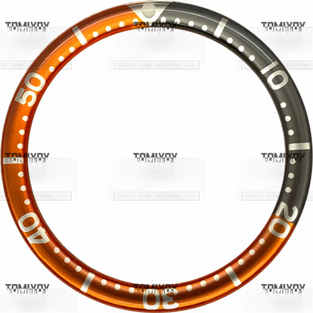 38มม. สีดำสีน้ำเงินเรซินสีแดงแบบแบนฝังเหมาะสำหรับ Sekio007 SKX009นาฬิกากลไกผู้ชาย