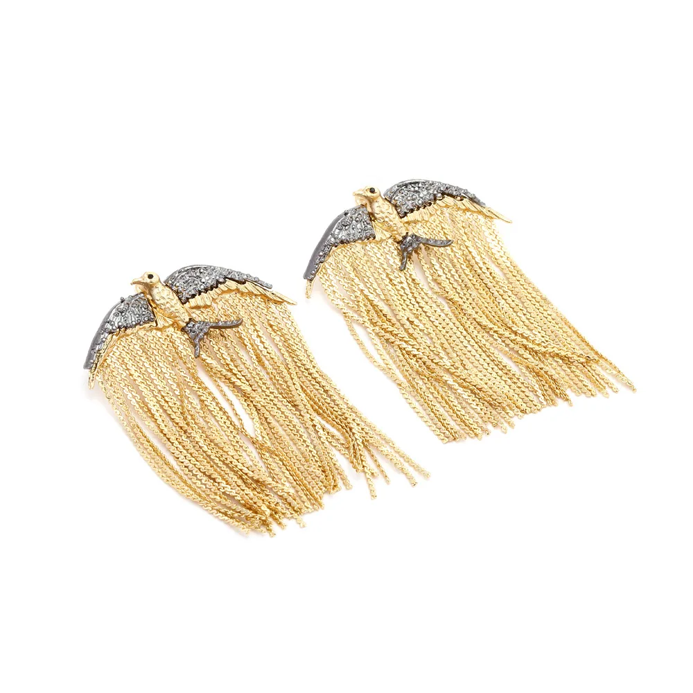 Zvoijio Luxury Golden Bird Tassel Earrings for Woman Party Jewelry Gift Wholesale