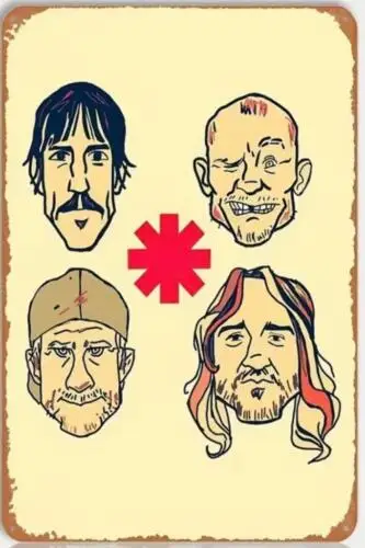 RED HOT CHILI PEPPERS. ROCK BAND METAL TIN SIGN WALL ART MAN CAVE DECOR MUSIC