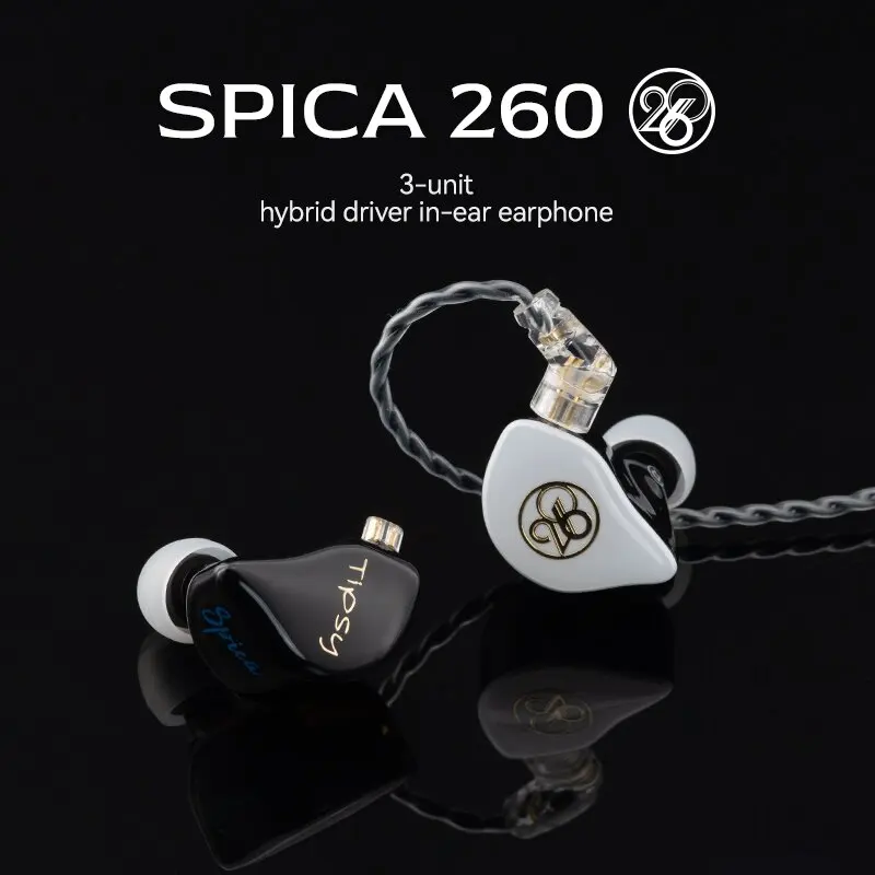 Tipsy Spica260 3-unit Hybrid Monitoring Wired Earphones 0.78mm 2pin With Detachable Boom Microphone Hybrid IEMs Audio HIFI