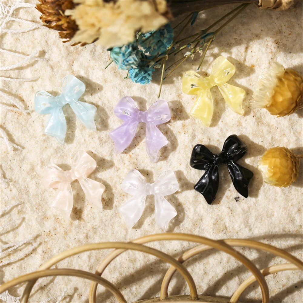 

50pcs Candy Color Ribbon Nail Art Charm Summner Jelly Bowknot Long Ribbon Nail Decoration Jewelry for Fashion Girls Nail Art