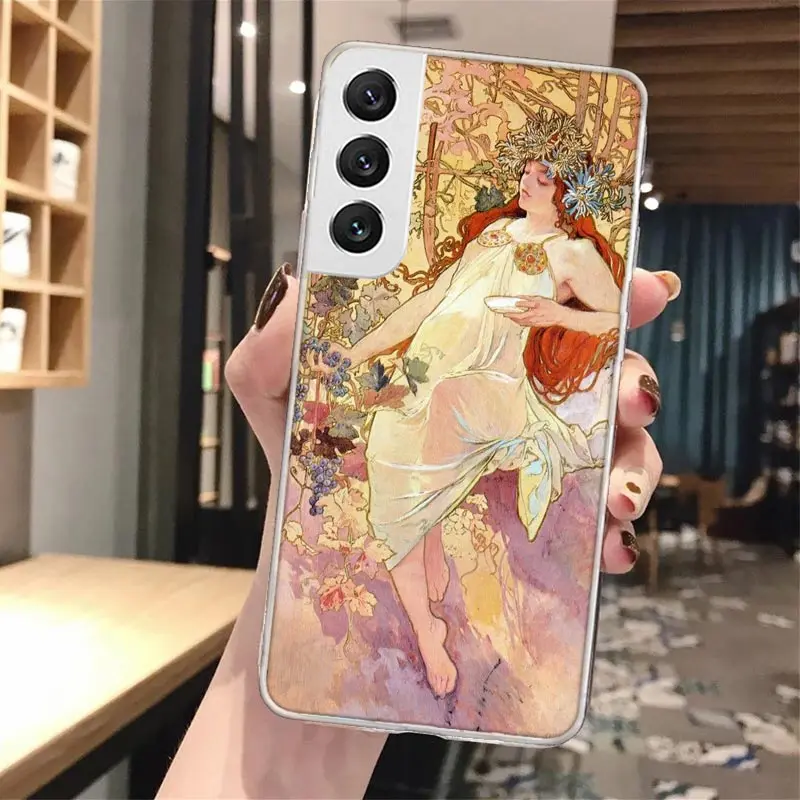 Alfons Mucha Primavera Soft Phone Case For Samsung Galaxy M12 M21 M30S M31 M32 Note 20 Ultra 10 Lite 9 8 J4 J6 Plus + M51 M52 J8