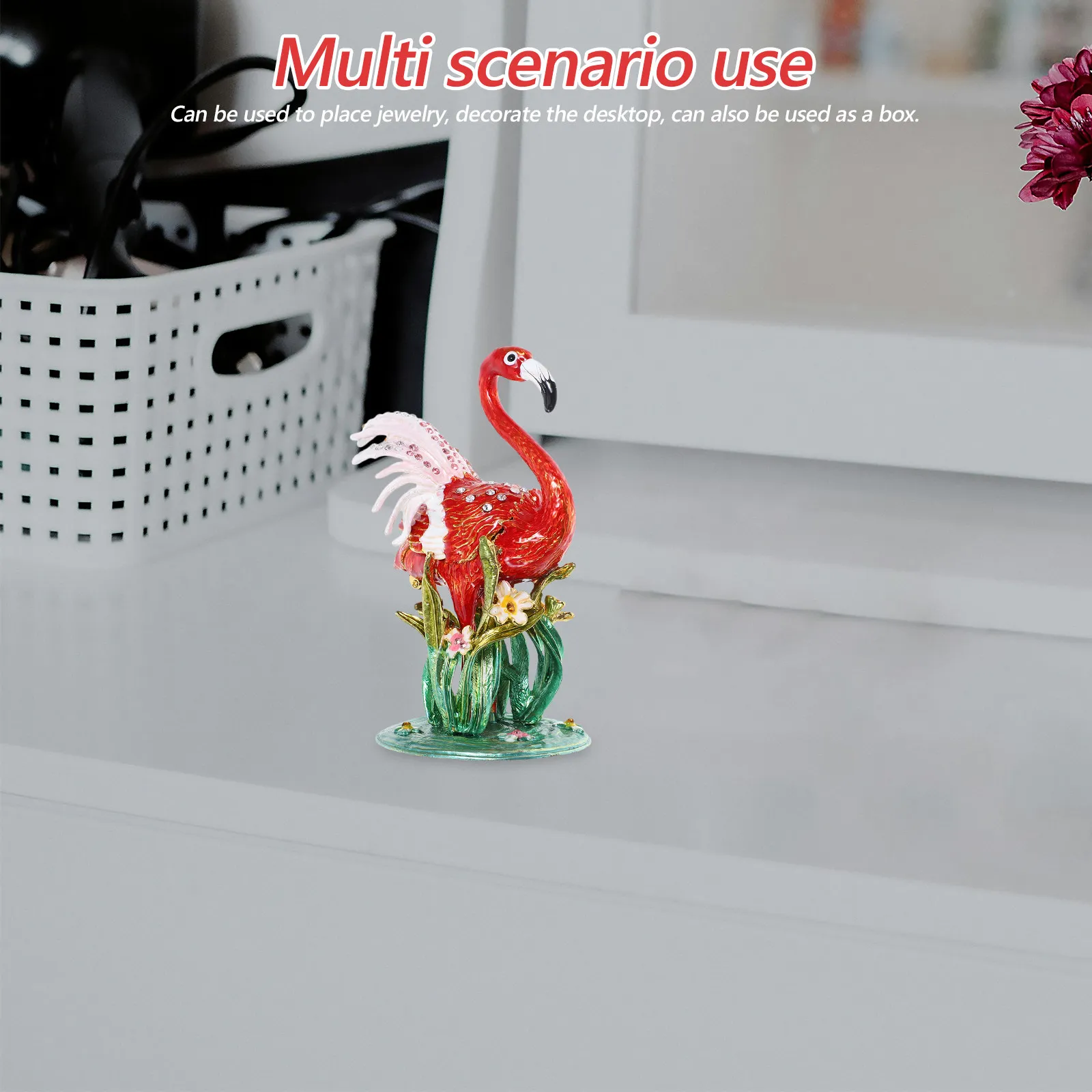 

Шкатулка для украшений «Фламинго» красная, винтажная, металлическая, с ручной росписью эмалью, стильный органайзер для колец и серег, для хранения мелочей и памятных вещей, для дома