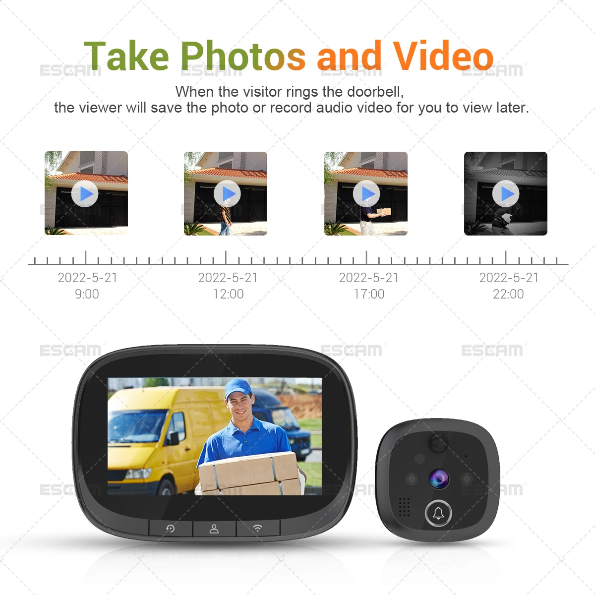 ESCAM C85 2MP 1080P Tuya APP 4.3 인치 IP WIFI 초인종 인터콤 시스템, 120 도 광각 비디오 도어 폰 비주얼 도어 뷰어