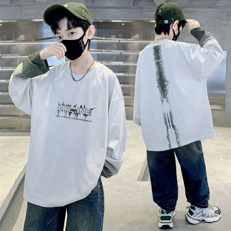 New Design Ukraine Kids Long Sleeve T-shirt for Boys Casual Cotton Tshirt Outfit Children Loose Fit Spring Autumn Tee Tops 5-14Y