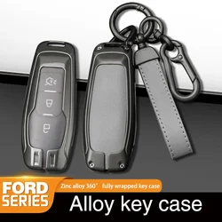 Leather Car Key Cover Case for Ford Fusion Mondeo Mustang F-150 Explorer Edge 2015 2016 2017 2018 Car Styling Keychain