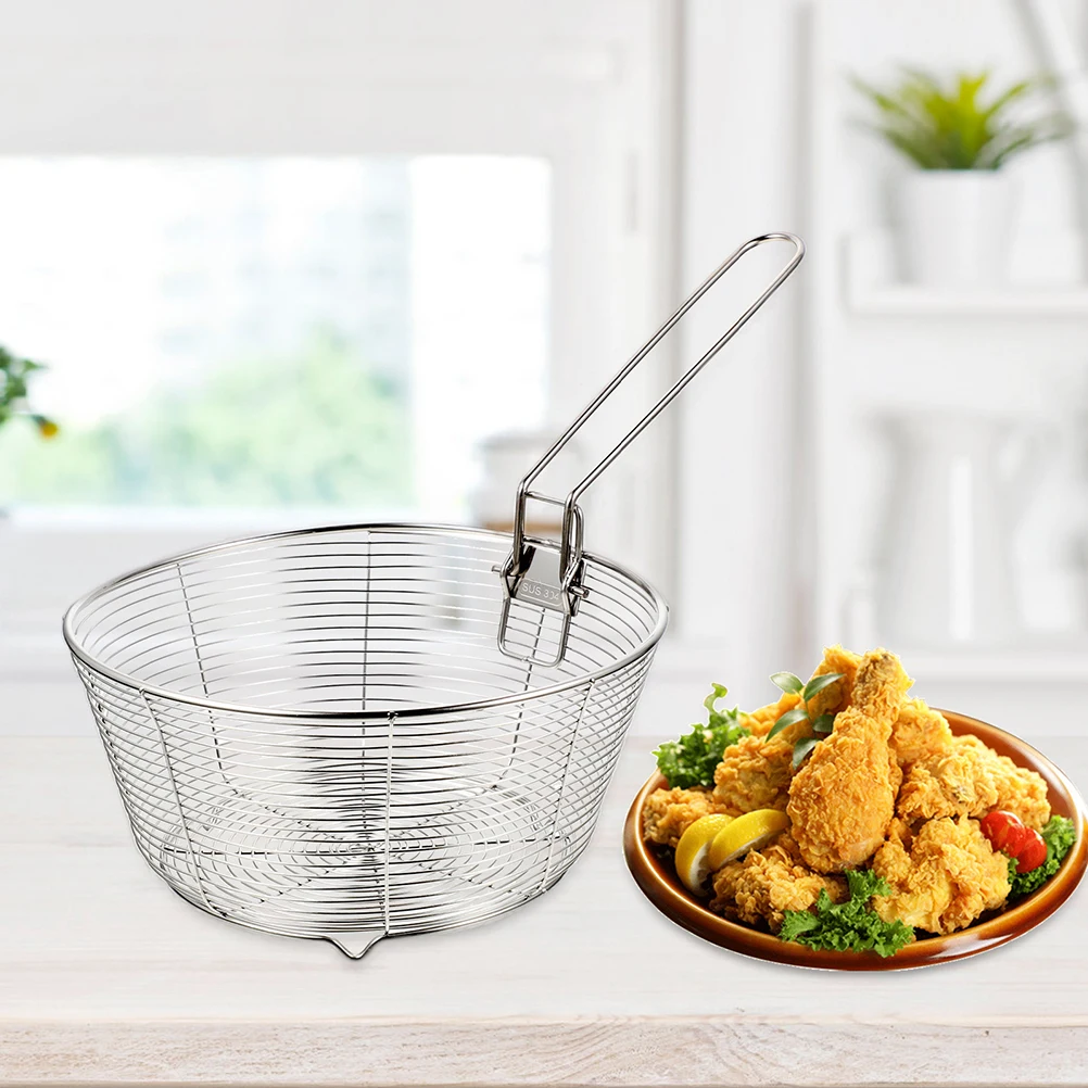 

Stainless Steel Frying Basket Chips Chicken French Fries Baskets Fryer Round for Fried