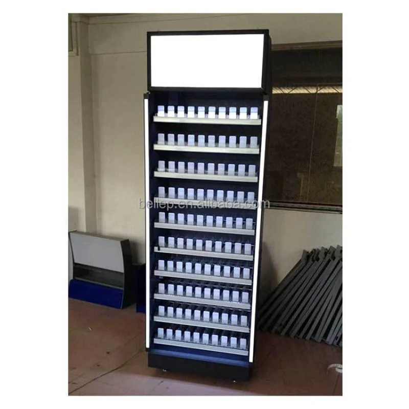 custom.Led Light Smoke Shop Display Furniture Shop Shelf Display Cabinet Floor Standing Cigarettes Display Rack