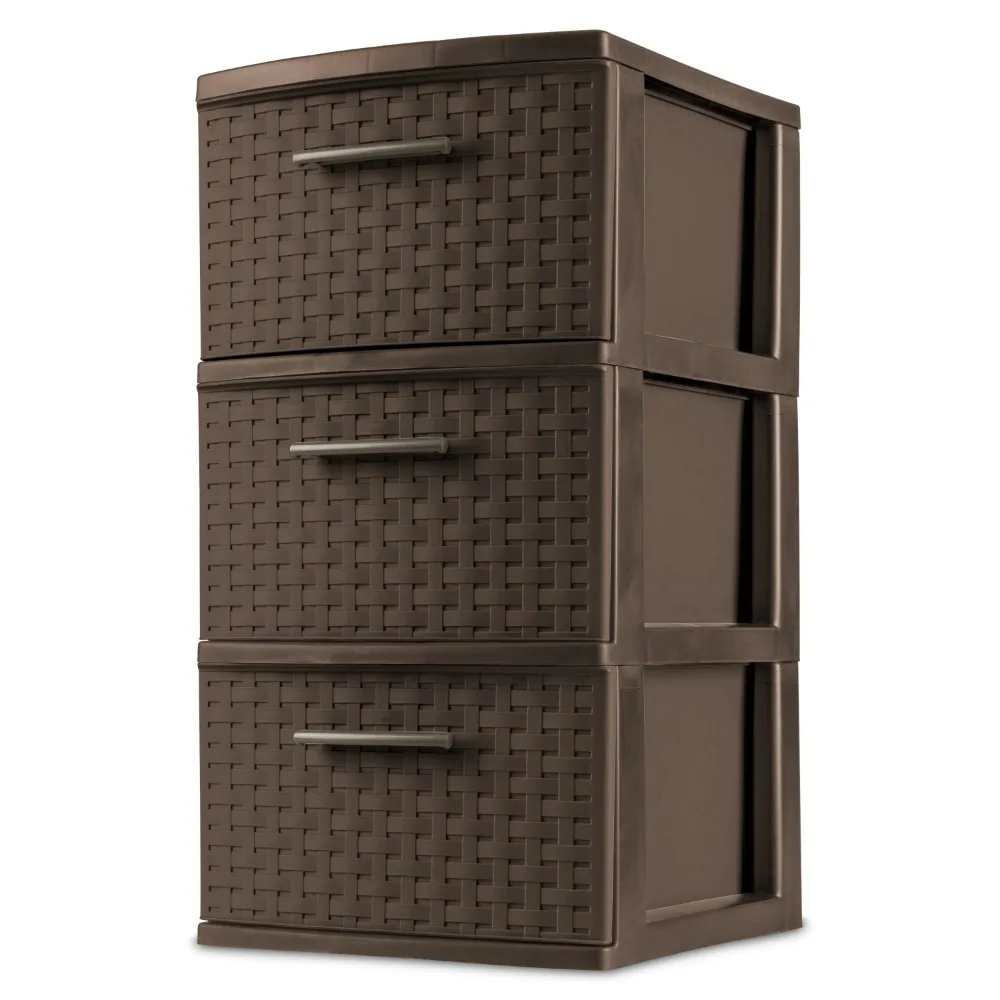 

3 Drawer Weave Tower, Espresso Brown