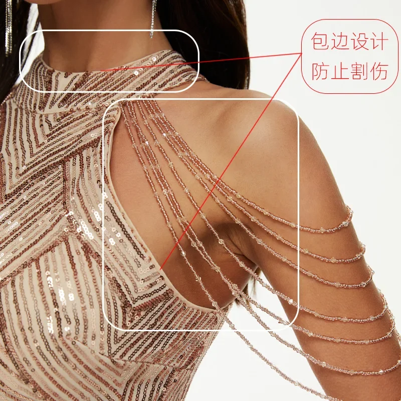 Oligai espumante sereia vestido elegante lantejoulas vestido de noite banquete moda clássico vestido de baile ouro cristal vestido luxo