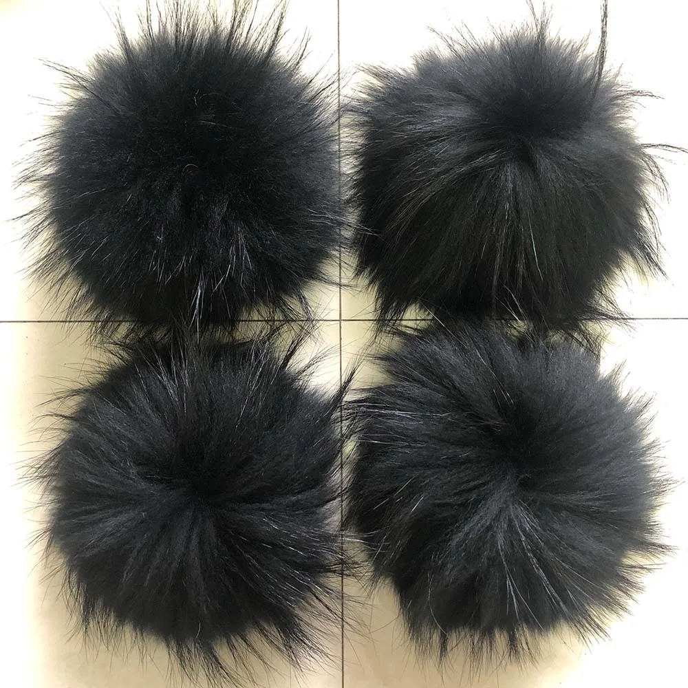 

5pcs/lot Fluffy Raccoon Fur Pompoms For Knitted Winter Hat Cap Real Fox Pom Poms For Beanies Scarves Real Fur Pompons Whosale