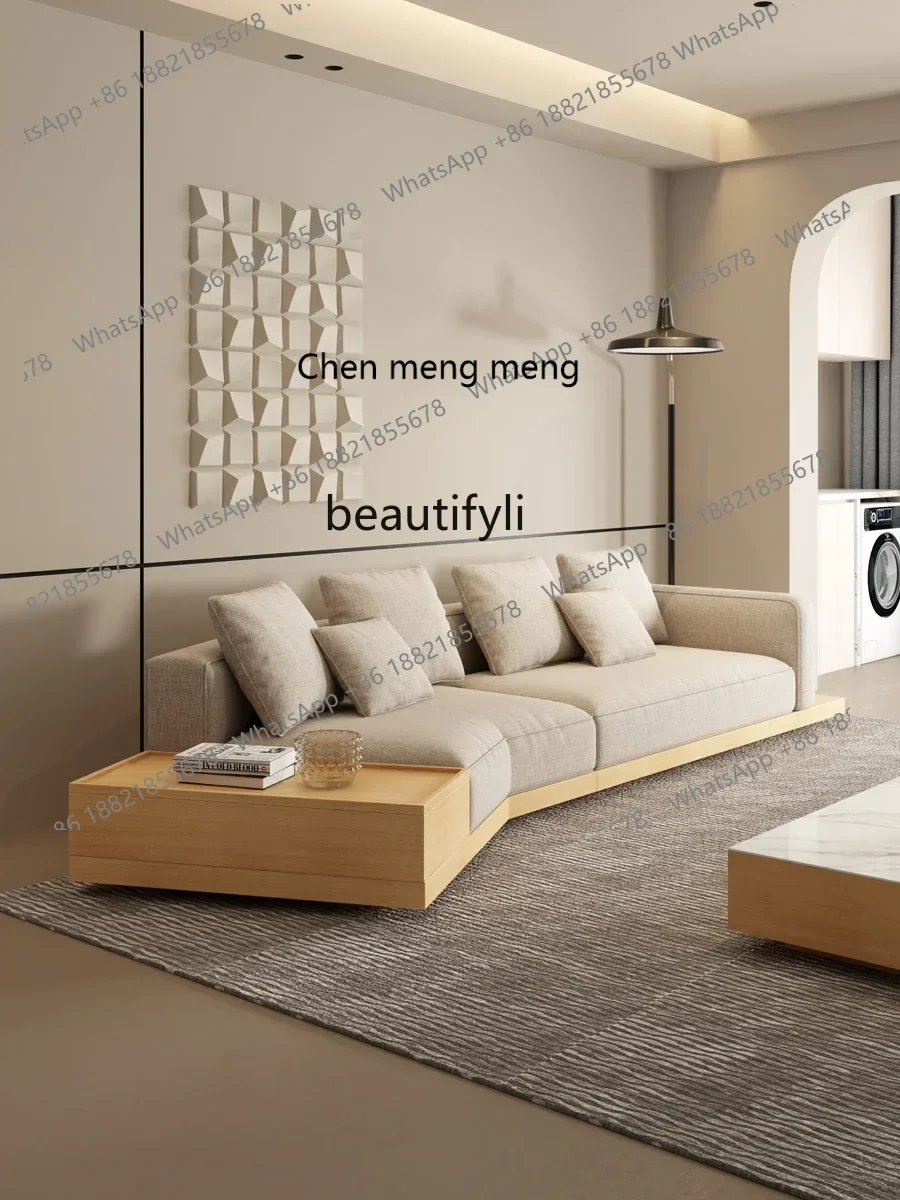 SS Sili Style Special-Shaped Sofa Fabric Solid Wood Villa Large Flat Japanese Bed & Breakfast Log Latex Sofa7486