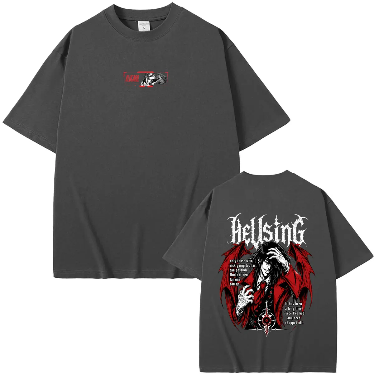 Anime Hellsing Vampire Alucard Graphic T-shirt Men's 90s Manga Oversized T Shirts Male Casual High Quality Soft Cotton Tshirt