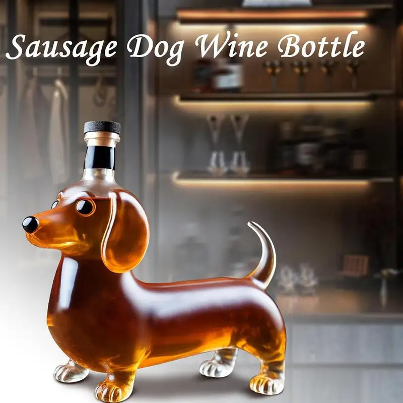 Afbeelding 3: Drankflessen Glazen Drankfles Teckel Hond Vorm Housewarming Bruiloft Karaf Decoratie Wijncontainer Dispenser Voor Papa