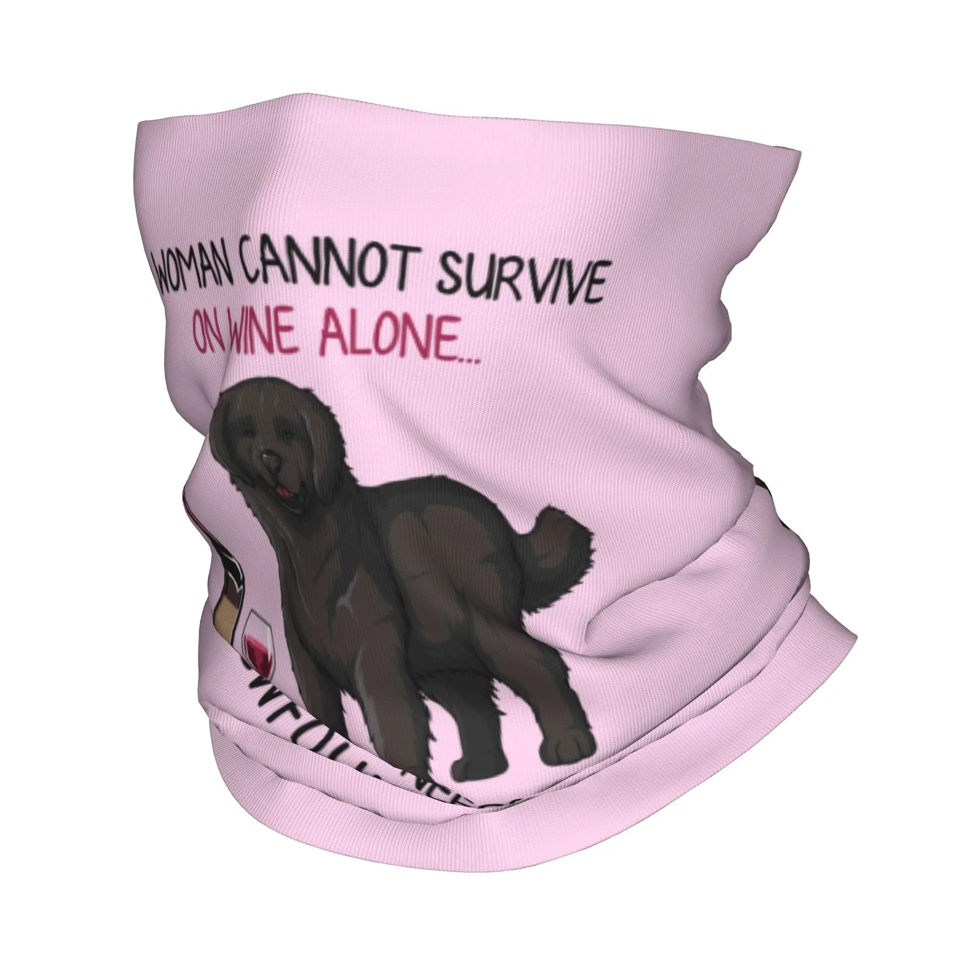 

Custom Newfoundland and Wine Funny Dog Winter Headband Neck Warmer Women Men Hiking Camping Tube Scarf Pet Puppy Lover Face